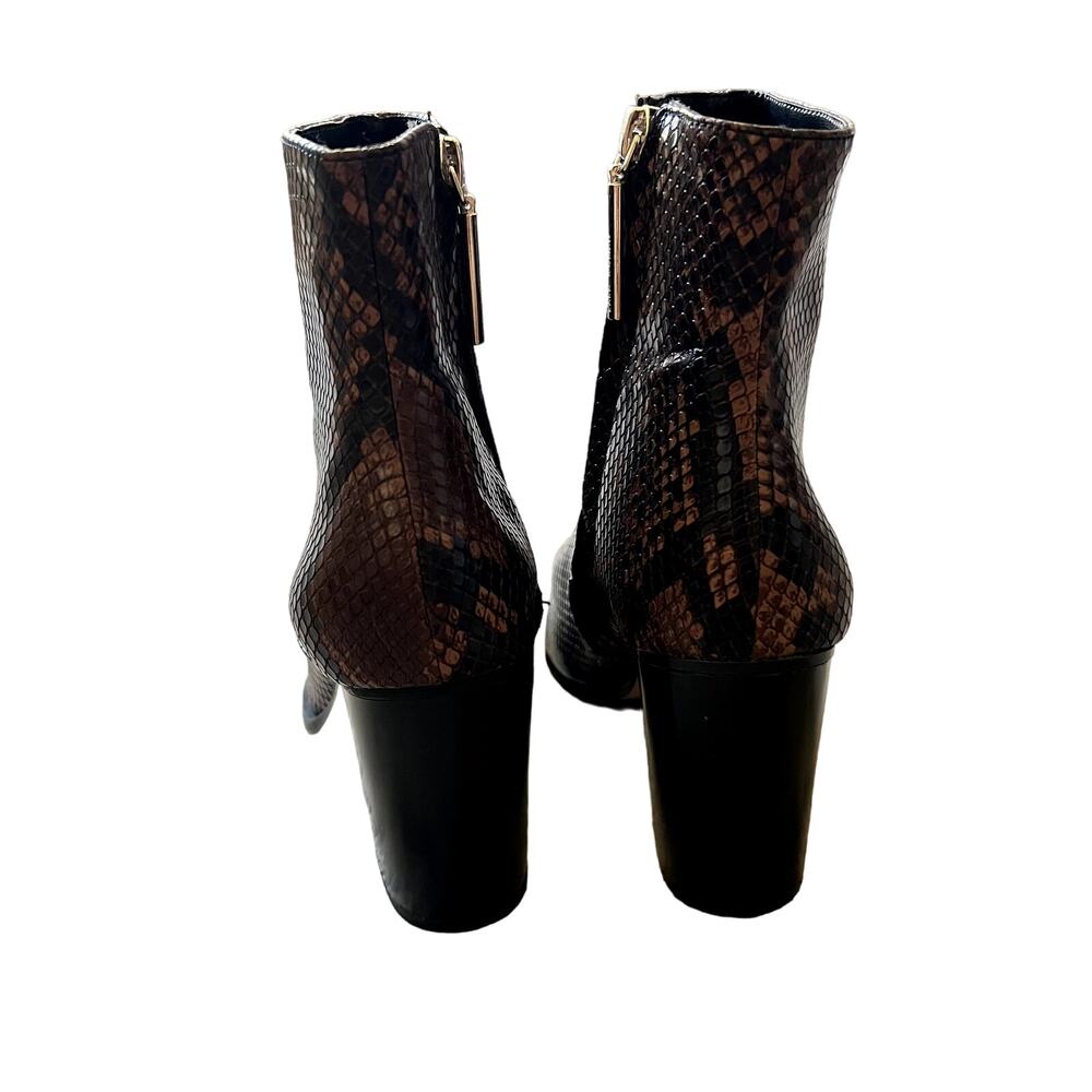 Zara Women's 8 Brown Snake Print Python Ankle Zip… - image 3